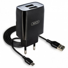 МЗП XO L57 адаптер 2USB / 2.4а + Micro black