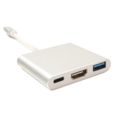Кабель-перехідник PowerPlant USB Type-C - HDMI/USB Multiport Adapter для MacBook 12, 0.15м KD00AS1306