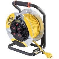 Подовжувач на котушці Stanley Fatmax 40 м, 3x1.5мм2, IP44, 3200Вт, 4 розетки з кришками, алюміній